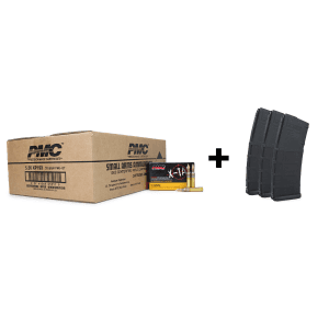 PMC X-TAC 5.56 NATO XM193 55 Gr FMJ (Case) + (3) Magpul PMAG Gen M2 MOE AR-15 30rd Magazine