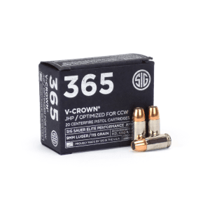 Sig Sauer 365 Elite Perf. 9mm Luger 115 Gr V-Crown JHP (Box)