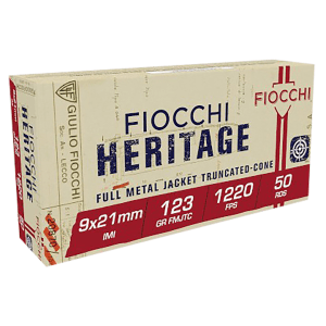 Fiocchi Heritage 9x21mm IMI 123 Gr FMJ Truncated Cone (Box)