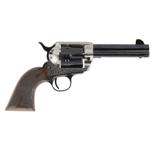 Engraved Cimarron Frontier 45LC Revolver 4.75 Inch Silver/Black