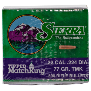 Sierra 22 Cal Tipped MatchKing 77gr Projectiles 500/Box