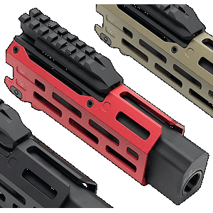 Strike Industries CEVOHG6RED Strike 6 MLok Red Aluminum with Faux Suppressor for CZ Scorpion EVO 7.72 Barrel Length