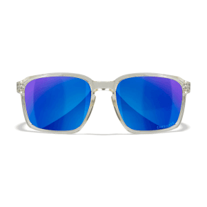 Wiley X Alfa Sunglasses ML Blue Mirror Polycarbonate Gloss Clear Crystal Frame