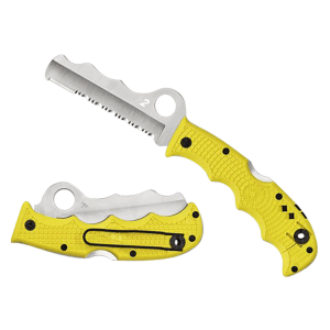 Spyderco Assist Salt H-2 Steel Rescue Knife Yellow Handle