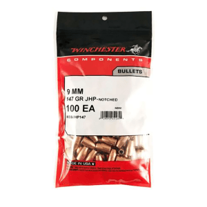 Winchester 9mm 147gr JHP 500/Box Copper Jacket