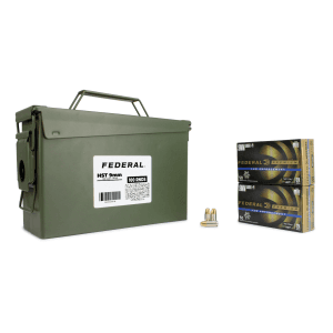 Federal Premium HST 9mm 124 Gr +P JHP 100 Rounds in Heavy Duty Ammo Can