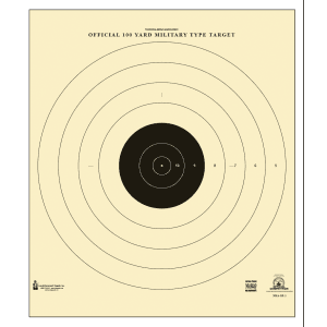 Action Target 100 Yard Military Sighting Bullseye Tagboard Targets 21x21  100 Count (Black/White)