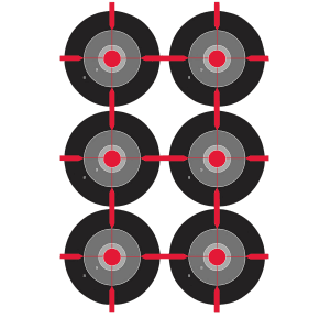 Birchwood Casey Dirty Bird Multiple Bullseye Targets  100 Pack (Black/Red)