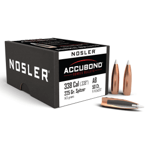 Nosler 338 Cal 225gr AccuBond Spitzer 50/Box