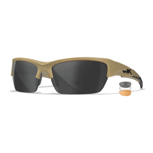 Wiley X Valor Sunglasses Medium Smoke Gray/Clear/Light Rust Matte Tan Frame