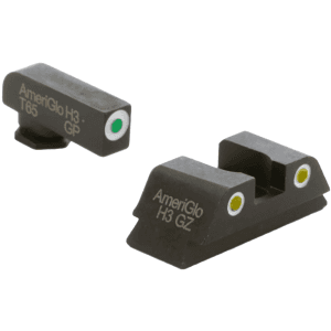 Green YellowTritium 3 dot sight set white outlines for Glock 42-43