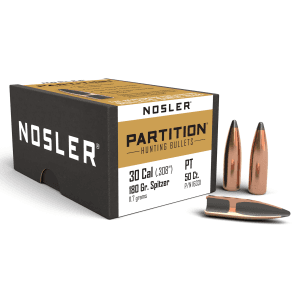 Nosler 30 Caliber 180gr Partition Spitzer Hunting Projectiles