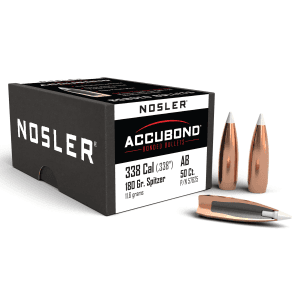 Nosler AccuBond 338 Caliber 180 Gr Spitzer Point Boat Tail