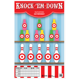 Action Target Knock-Em-Down Bottles and Pins Paper Targets 23x35  100 Count (Multi-Color)