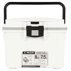 Pelican Elite 8QT Cooler Secure Latch White Gray