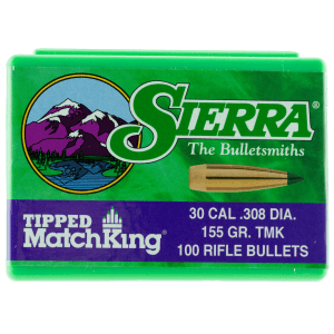 Sierra 30 Caliber 155gr Tipped MatchKing Projectiles 100/Box