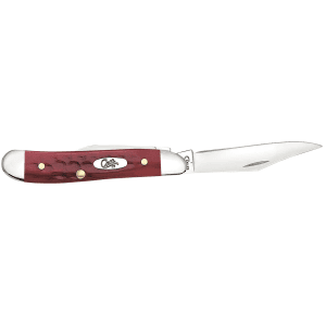 Case Pocket Worn Red Bone Peanut Knife 2 Blades Tru-Sharp Steel