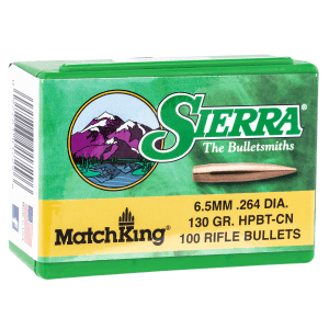 Sierra MatchKing 6.5mm 130gr HPBT Target Projectiles 100ct