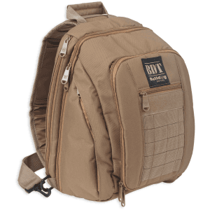 Bulldog Small Nylon Sling Pack with Tan Finish and Metal Zippers