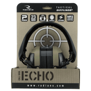 Radians Tactical Folding Electronic Earmuffs (Tan/Black)