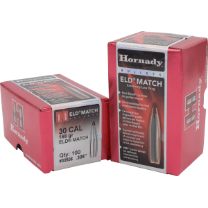 Hornady ELD Match 30 Caliber 168 Gr Extremely Low Drag-Match