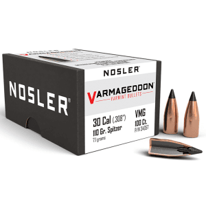Nosler Varmageddon 30 Caliber 110 Gr Flat Base Tipped