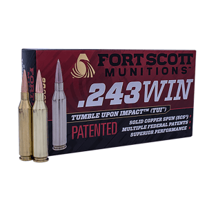 Fort Scott Munitions Tumble Upon Impact 243 Win 70 Grain Solid Copper Spun (Box)