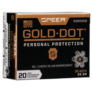 Speer Gold Dot 25 ACP 35 Grain Hollow Point 23602GD (Box)