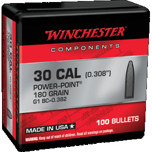 Winchester Ammo 308 Win 180gr Power Point Projectiles 100ct