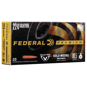 Federal Premium 224 Valkyrie 80.5 Grain Berger Open Tip Match (Box)