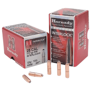 Hornady 25 Cal 117gr Round Nose Projectiles 100/Box