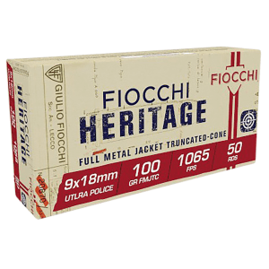 Fiocchi Heritage 9x18mm Ultra 100 Gr FMJ Truncated Cone (Box)