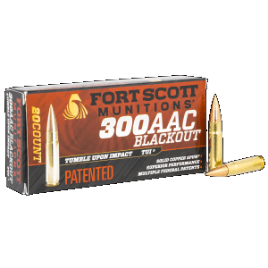 Fort Scott Munitions Tumble Upon Impact 300 Blackout 115 Grain Solid Copper Spun (Box)