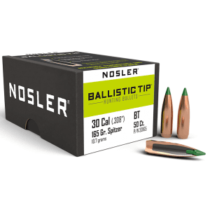 Nosler 30 Caliber 165gr Ballistic Tip Hunting Projectiles