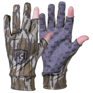 Moultrie Run N Gun Mossy Oak Bottomland Fingertipless Gloves OSFM