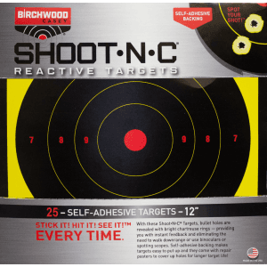 Birchwood Casey Shoot-N-C 12 Bullseye Reactive Targets  25 count (Black/Red)