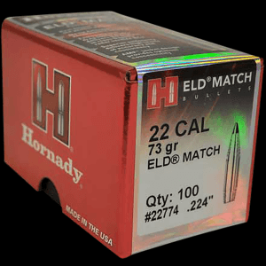 Hornady 22 Cal .224 73gr ELD Match Target Projectiles 100/Box