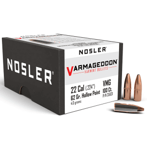 Nosler Varmageddon 22 Cal 62gr Hollow Point 100/Box