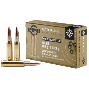 PPU Match 308 Win 168 Gr HPBT 20 Rounds (Box)