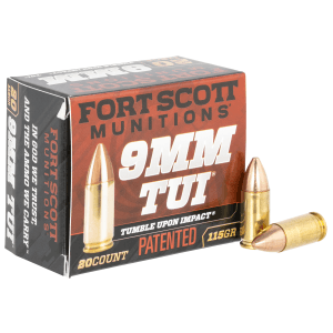 Fort Scott Munitions Tumble Upon Impact 9mm 115 Grain Solid Copper Spun 9MM115SCV (Box)