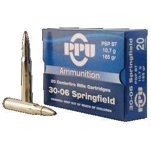 Ppu Standard Rifle 30-06 Springfield 165 Grain Pointed Soft Point Boat-Tail (Box)