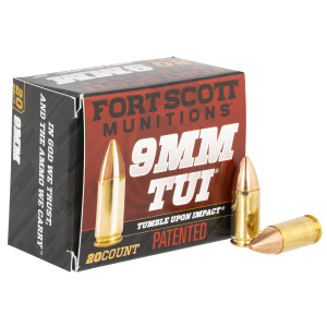 Fort Scott Munitions Tumble Upon Impact 9mm 80 Grain Solid Copper Spun 9MM080SCV (Box)