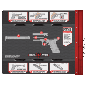 Real Avid AVFor GlockSM Smart Mat Cleaning Mat BlackGray NonSlip Rubber 19 x 16 For Glock Parts Diagram Illustration
