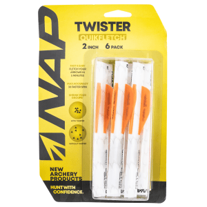 NAP Quickfletch Twister 2 White Orange Fletching 6 Pack