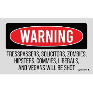 TekMat TEK42TRESPASSERS Trespassers Will Be Shot Door Mat 25 x 42