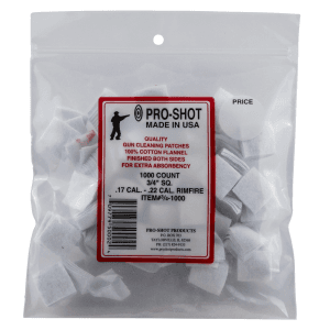 ProShot 341000 Cleaning Patches  .17 .22 Cal 0.75 Square Cotton Flannel 1000 Pack