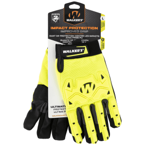 Walkers Impact Gloves Large Black/Yellow Hook & Loop