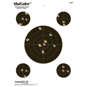 Champion Targets 45827 VisiColor 5Bullseye SelfAdhesive PistolRifle MultiColor 10 Pack
