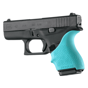 Hogue 18204 HandAll Beavertail Grip Sleeve Compatible For Glock 4243 Textured Aqua Blue Rubber