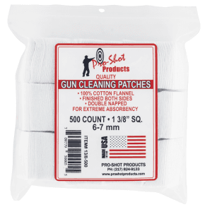 ProShot 138500 Cleaning Patches  6mm7mm 1.38 Cotton Flannel 500 Per Pkg